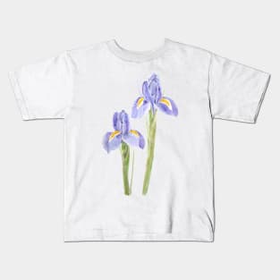 two elegant purple iris watercolor 2021 Kids T-Shirt